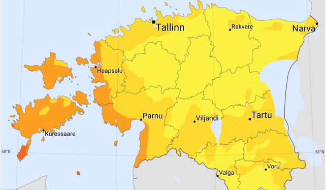 Päikesekiirguse kaart, Eesti kohta